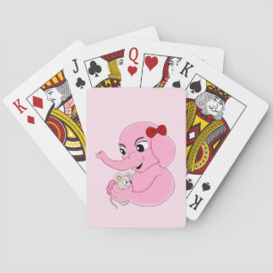 Cute elephant girl cartoon playing cards