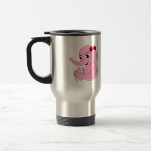 Cute elephant girl cartoon travel mug