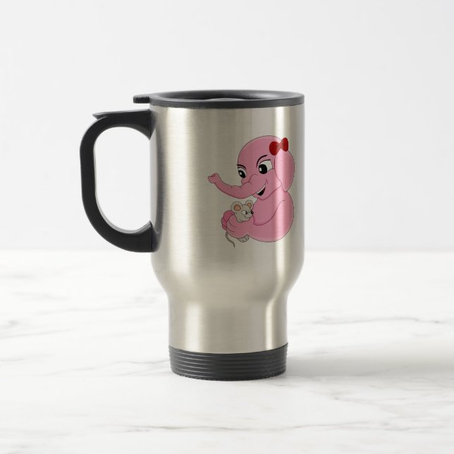 Cute elephant girl cartoon travel mug (Left)