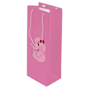 Cute elephant girl cartoon wine gift bag