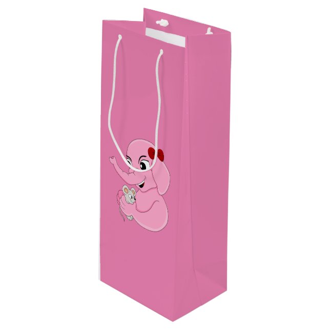 Cute elephant girl cartoon wine gift bag (Front Angled)