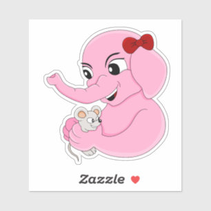 Cute elephant girl cartoonCustom-Cut Vinyl Sticker
