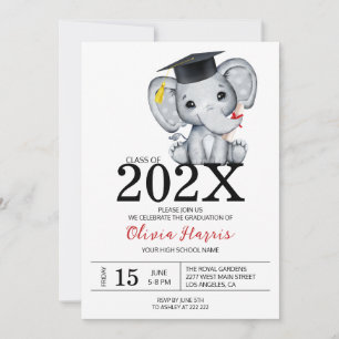 Cute Elephant Graduate Invitation