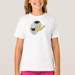 Cute Elephant, Graduation Elephant, School, Pencil T-Shirt