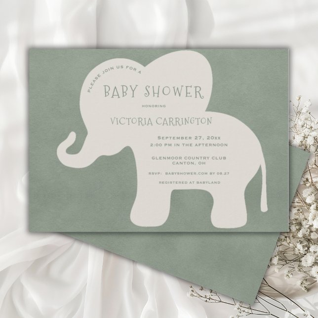 Cute Elephant Green Baby Shower  Invitation (Creator Uploaded)