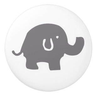Cute Elephant Grey And White Door Knob