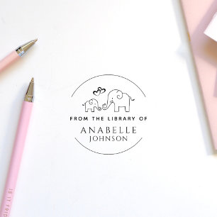 Cute Elephant Heart Custom From The Library Of Rubber Stamp