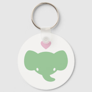 Cute Elephant Heart Graphic Key Ring