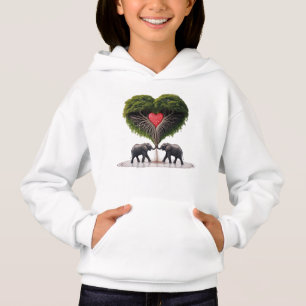 Cute Elephant Heart Tree Kids Hoodie