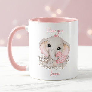Cute Elephant Heart Valentine love Personalized Co Mug