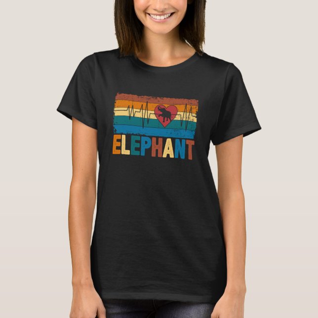 Cute Elephant Heartbeat Jungle Animal  2 T-Shirt (Front)