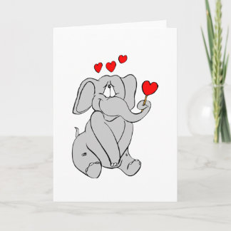 Cute Elephant Hearts Adorable Valentine Character Holiday Card