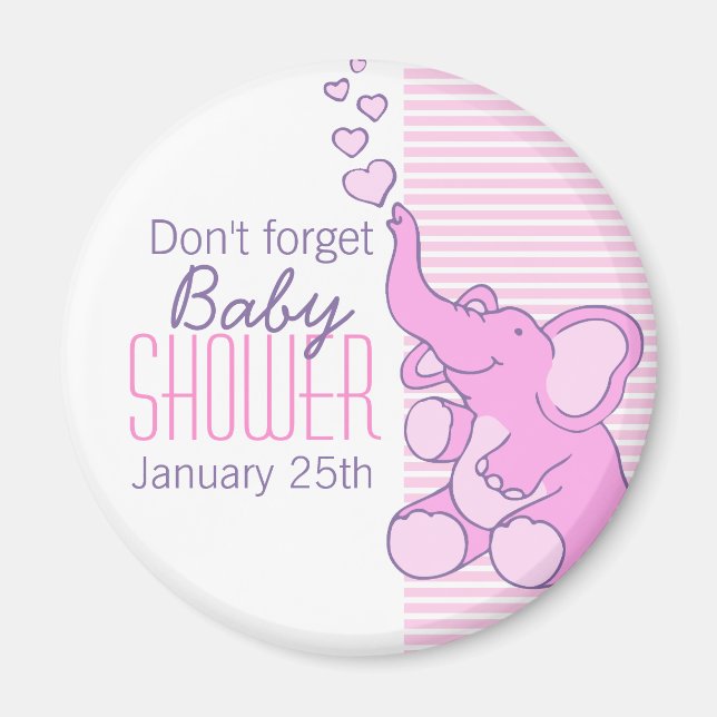 Cute Elephant hearts baby shower magnet (Front)
