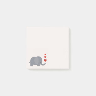 Cute elephant hearts girl's art stationery post-it notes