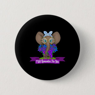 Cute Elephant Heimerheimer Awareness Gift Purple R 6 Cm Round Badge