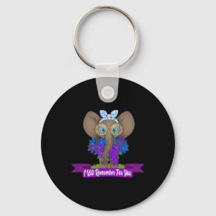 Cute Elephant Heimerheimer Awareness Gift Purple R Key Ring