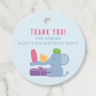 Cute Elephant Holding Gifts Party Favor Tags