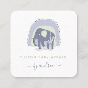 Cute Elephant Illustration Baby Infant Boutique Square Business Card