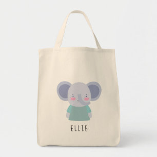 Cute Elephant Illustration - Customisable Tote Bag