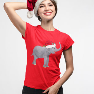Cute Elephant in Santa Hat Christmas Animal Women' T-Shirt