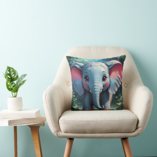 Cute Elephant in the Rain Cushion