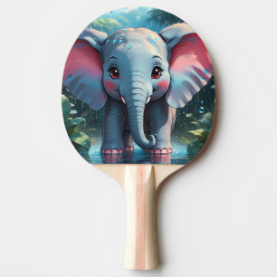 Cute Elephant in the Rain Ping Pong Paddle