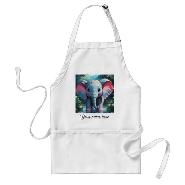 Cute Elephant in the Rain Standard Apron (Front)
