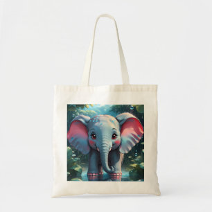 Cute Elephant in the Rain Tote Bag