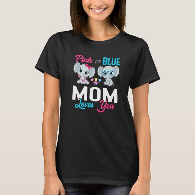 Cute Elephant Keeper Of The Gender Mom Loves You R T-Shirt (Front)