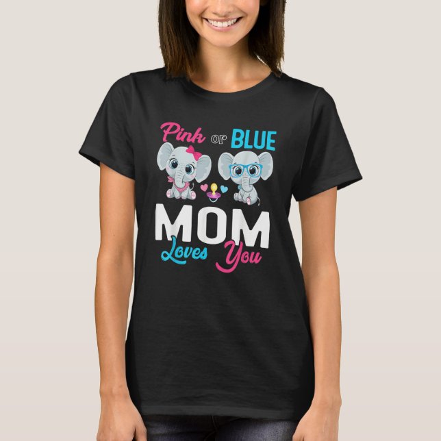 Cute Elephant Keeper Of The Gender Mom Loves You R T-Shirt (Front)