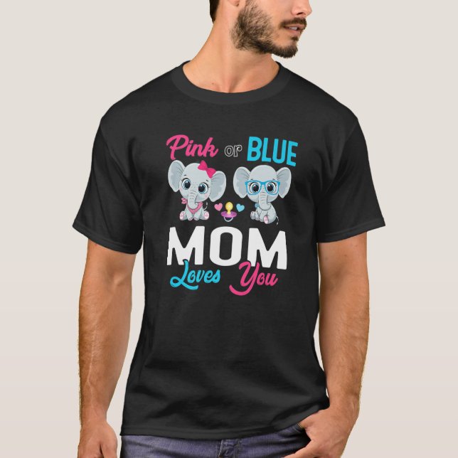 Cute Elephant Keeper Of The Gender Mom Loves You R T-Shirt (Front)