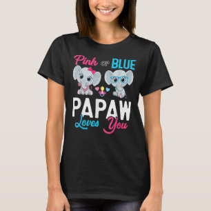 Cute Elephant Keeper Of The Gender Papaw Loves You T-Shirt