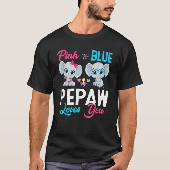 Cute Elephant Keeper Of The Gender Pepaw Loves You T-Shirt (Front)