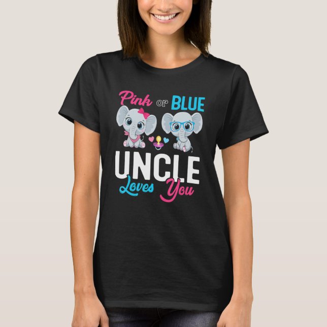 Cute Elephant Keeper Of The Gender Uncle Loves You T-Shirt (Front)
