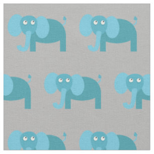 Cute Elephant Kid Baby Nursery Grey Fabric