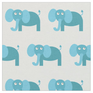 Cute Elephant Kid Baby Nursery Light Blue Fabric