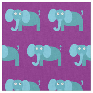 Cute Elephant Kid Baby Nursery Purple Fabric