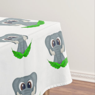 Cute Elephant Kids Birthday Safari Animal Pattern Tablecloth