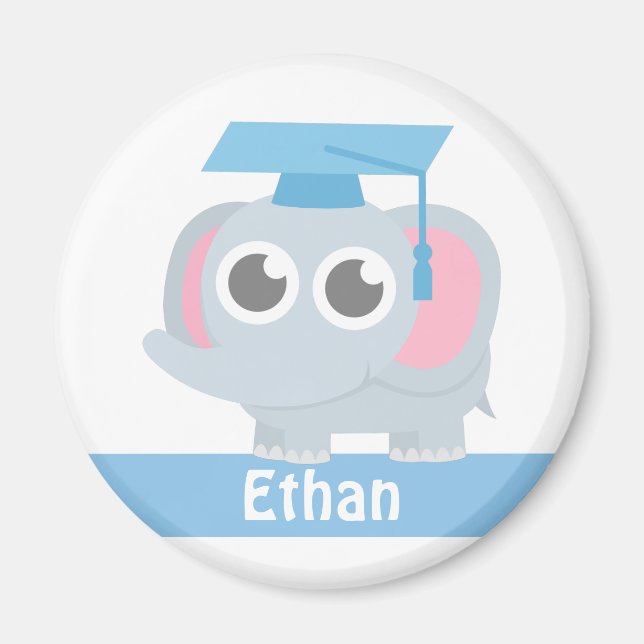 Cute Elephant Kids Preschool Graduation Magnet (Front)