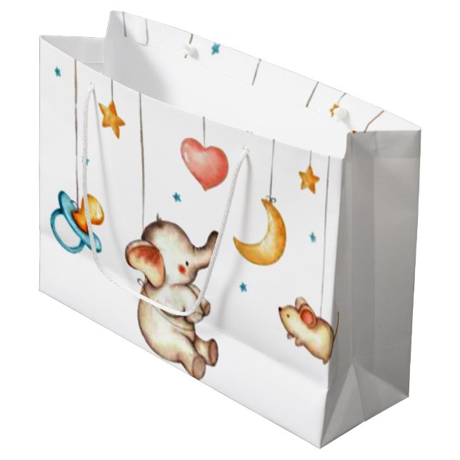 Cute Elephant Large Gift Bag (Front Angled)