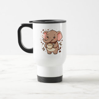 Cute Elephant Latte Heart Travel Mug