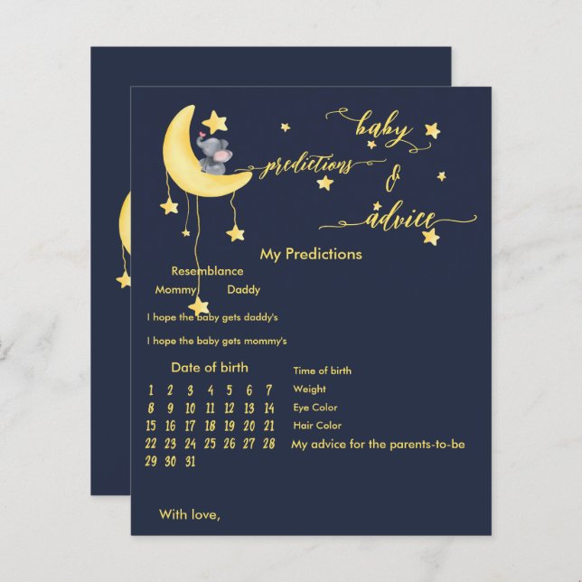 Cute Elephant & Little Butterfly Baby Shower Game (Front/Back)