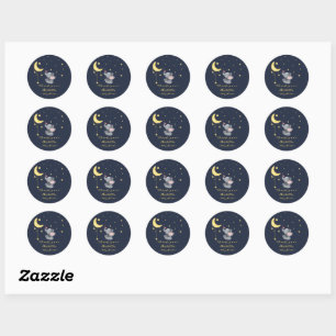 Cute Elephant & Little Butterfly Baby Shower Small Classic Round Sticker