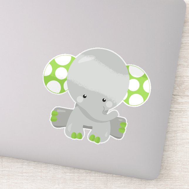 Cute Elephant, Little Elephant - Green Grey (Detail)
