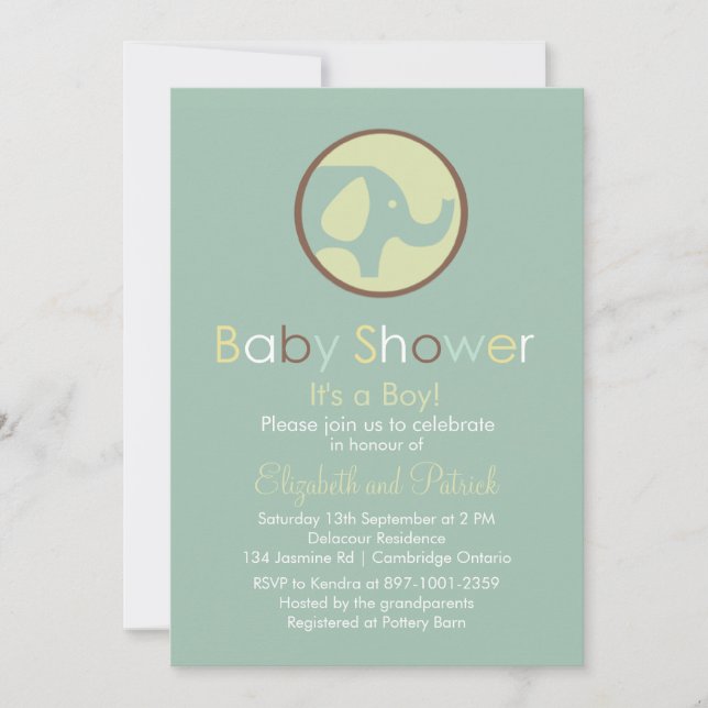 Cute Elephant Logo Baby Shower Invitation (Front)