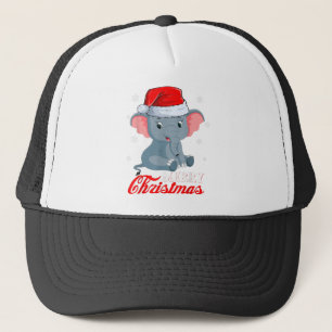 Cute Elephant Lover Xmas Lights Santa Hat Elephant
