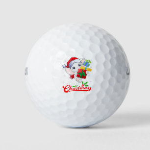 Cute Elephant Lover Xmas Santa Hat Elephant Merry Golf Balls