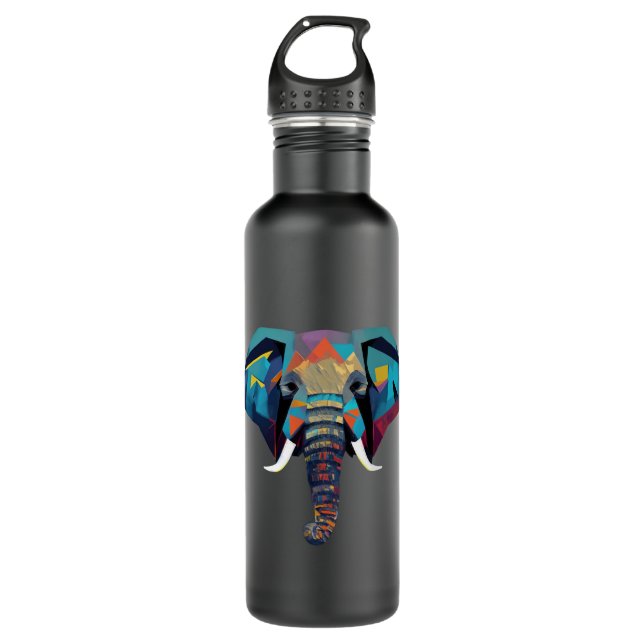 Cute Elephant low poly illustration 710 Ml Water Bottle (Front)