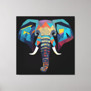 Cute Elephant low poly illustration Canvas Print