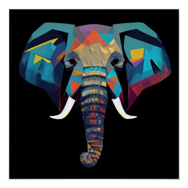 Cute Elephant low poly illustration Poster (Front)